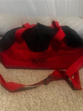 Hugo Boss Red and Black Men's Duffle Bag Travel